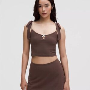 Lululemon Nulu Bow-Detail Tank Top
Balletcore Set Brown Crop Top with Bow Detail